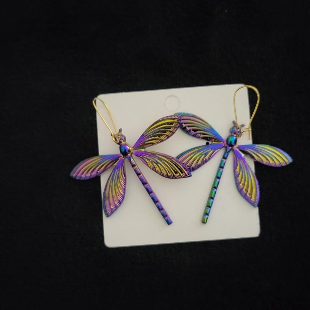 Unique Alloy Water Drop Earrings With Dragonfly Design For Gift Giving