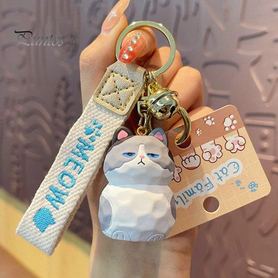 Милый смоляный брелок с котом и колокольчиком, 3D кукла, ремешок с буквами, подарок для женщин и девочек, мультяшное животное, котенок, автомобильный брелок, подвеска, украшение для рюкзака