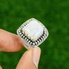 925 Sterling Silver Rainbow Moonstone Stone Solitaire Bezel Ring Jewelry US 9.25