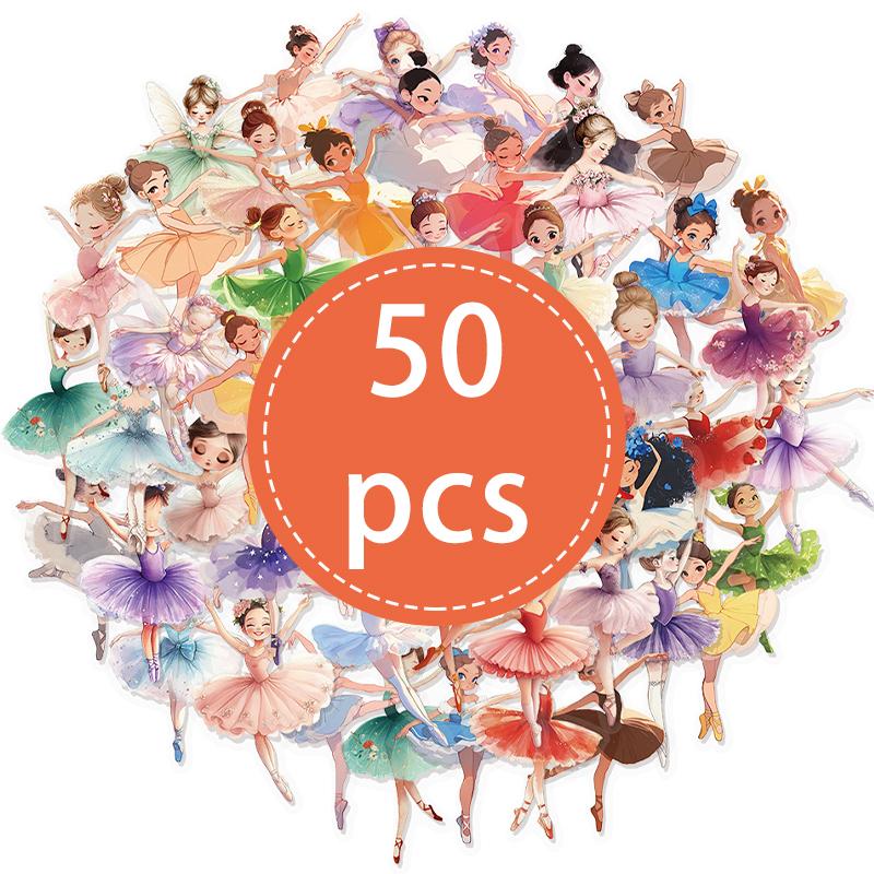 50PCS Cute Ballet Stickers Girls Dance Stickers Pack Waterproof Vinyl Decal for Scrapbook Water Bottle Laptop Phone Computer