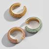 Vintage C-Shaped Clip-On Earrings: Alloy with Colored Diamonds, Stylish and No Piercing Needed for Women.