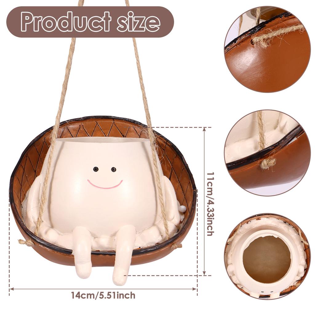 Смоляные суккулентные цветочные горшки для растений, подвесные корзины, симпатичные настенные кашпо с улыбкой для дома, балкона, внутреннего декора, садовых принадлежностей