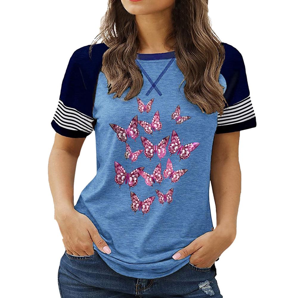 Новые поступления женской одежды больших размеров: Топ с круглым вырезом и короткими рукавами с цветочным принтом на лето