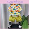 Stylish Summer Boys Cartoon Shirt Set Trendy 2024 Lightweight Short Sleeve Outfit For Kids