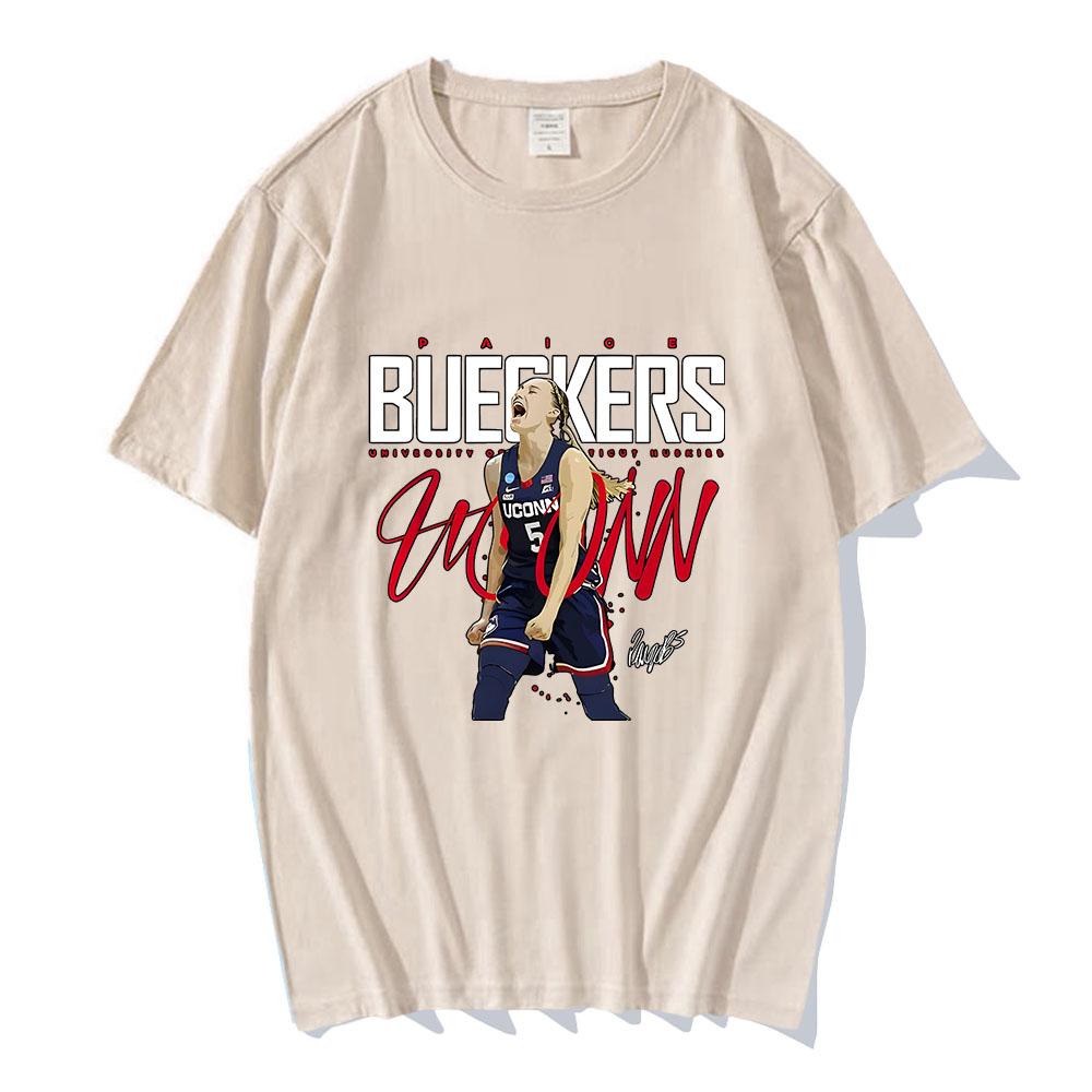 Футболки Paige Bueckers Number 5 Футболка с графическим принтом баскетболиста Футболка с коротким рукавом из хлопка Летние футболки для мужчин и женщин Футболки