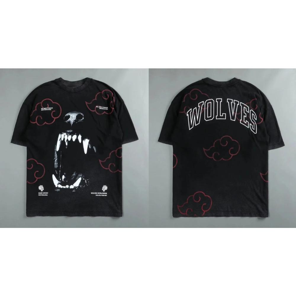 Darc Sport Wolves Gym T Shirts Oversized Workout Fitness Darcsport Men's Clothing Graphic DTG Print Darcs Sport Wolf T-shirts