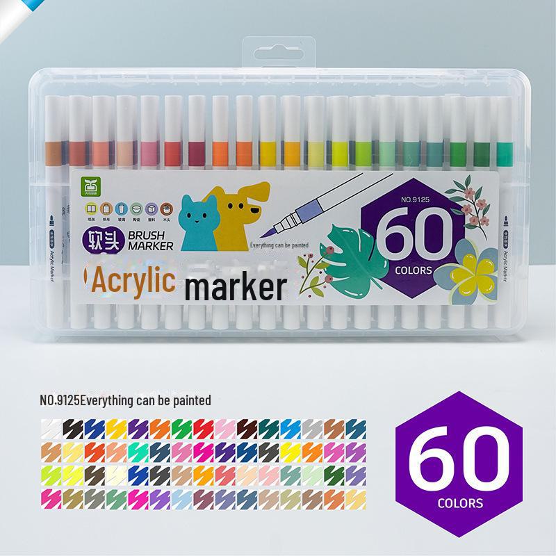 Dakepinchuang 60-цветный водостойкий акриловый граффити-маркер для студентов - мягкий наконечник