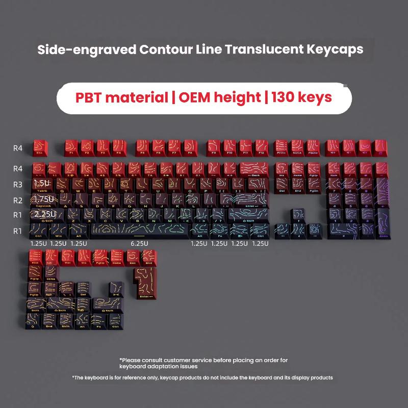 Xiaomi 2026 Super Contour PBT Колпачки для клавиш Боковая подсветка Механическая клавиатура Оригинальная заводская высота для 61/68/75/84/87 клавиш Игровая клавиатура