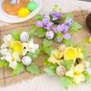 Easter Candle Ring Decorative Candle Holder Home Party Silk Flower Creative Artificial Eggs Leaves Ornament Decoration