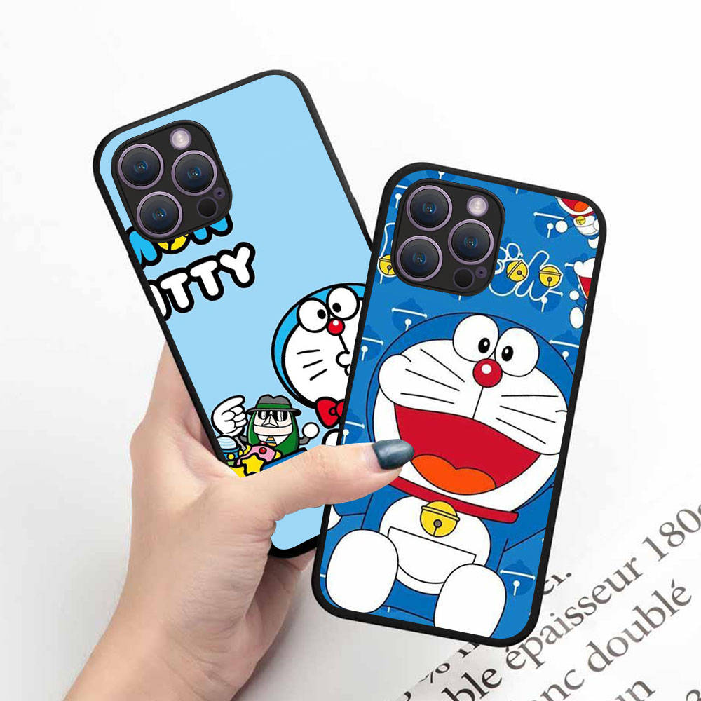 BW-21 Doremon Soft Black Case for iPhone XR 14 15 11 12 13 6 7 8 X XS Pro Max Samsung S22 S23 S21 S24 FE Ultra S8 Plus