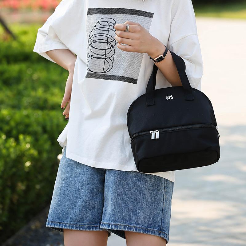 Japanese-style minimalist insulated lunch bag, thickened aluminum foil thermal tote bag for work, lightweight commuter mommy storage bag