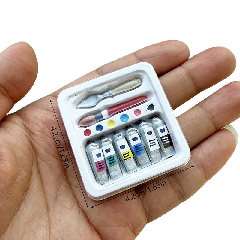 Miniature Watercolor Pencil Paint Box Lifelike Design Mini Paint Box Pretend Toys DIY Simulated Scene Model Play