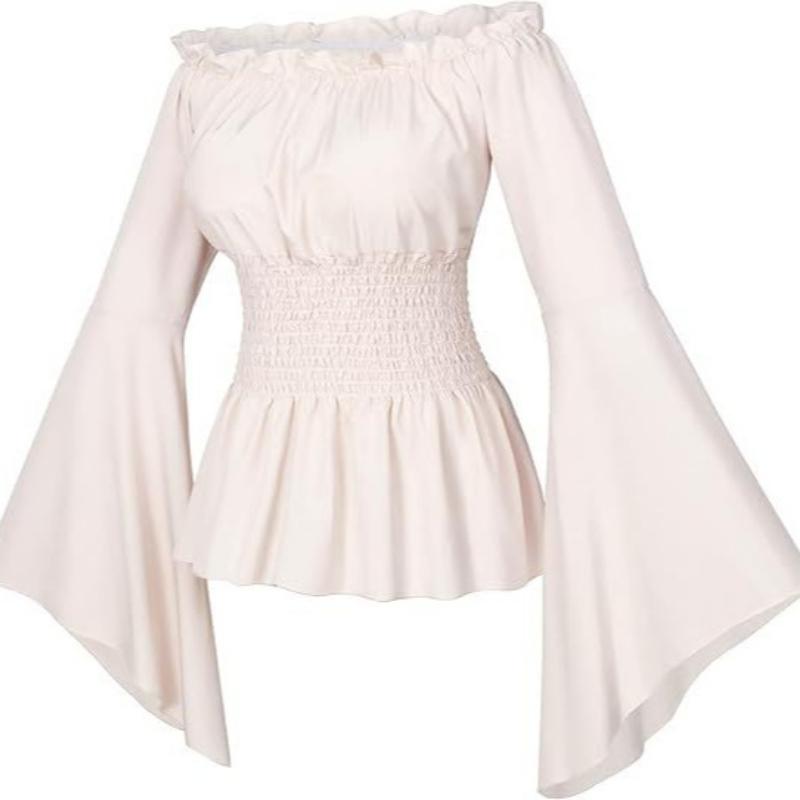 Пиратский костюм женский средневековый с открытыми плечами рукава сексуальный стимпанк корсет девка ренессанс блузка