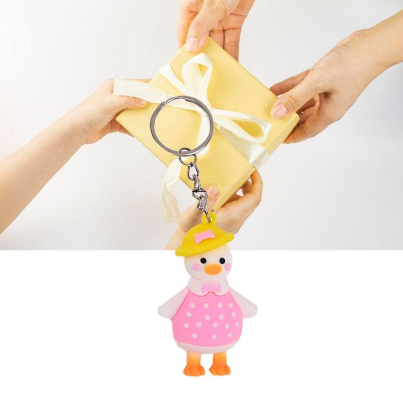 Duck Keychain Soft Cute Compact Lightweight Decorative Cartoon Keyring Pendant for Purse Backpack Handbag Type 1