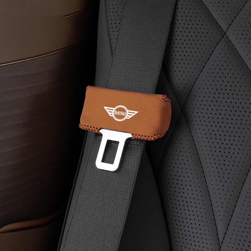 Car Safety Belt Buckle Plug Leather Cover For BMW Mini Cooper F54 F55 F56 R56 R60 SONE Roadster Clubman Coupe Auto Accessories