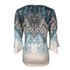 Women T-Shirt V-neck 3/4 Sleeve Pullover Tops Floral Print Lightweight Breathable Casual Tops Streetwear