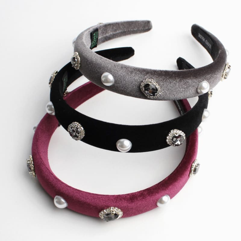 РАКОХА Бархатная Элизабет Повязка для волос Бархатная Элизабет Кристальная жемчужная повязка для волос