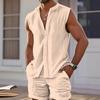 Men's Casual Loose Sleeveless Shirt Shorts Beach Set