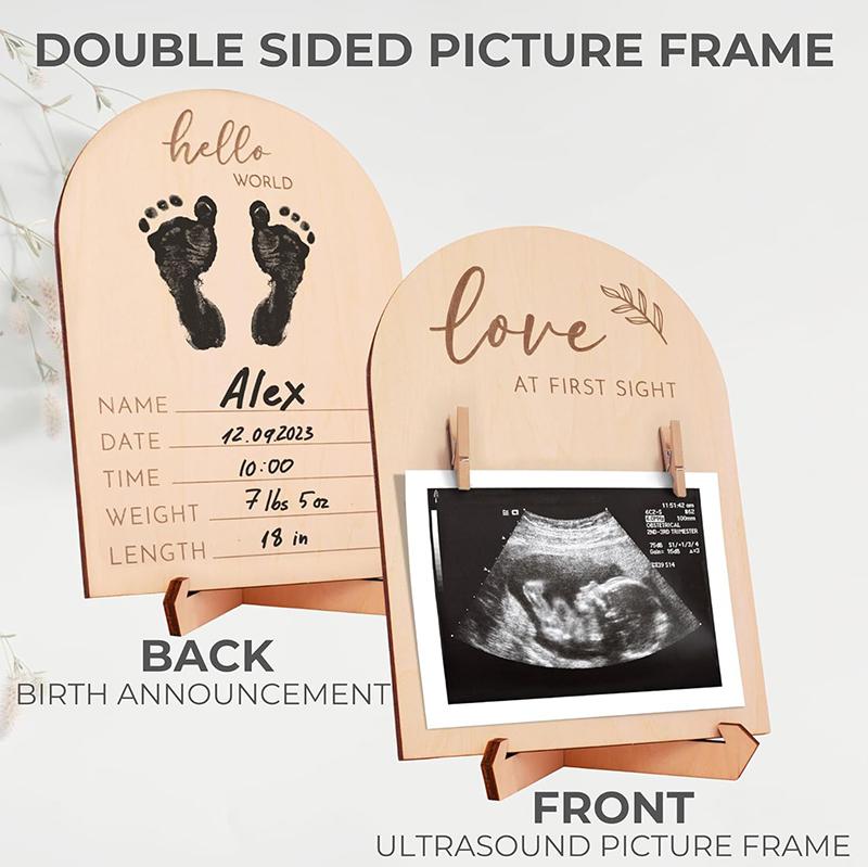 1 Set Expectant Mothers To Announce Pregnancy Or Baby Birth Ornament Wooden Ultrasonic Photo Frame