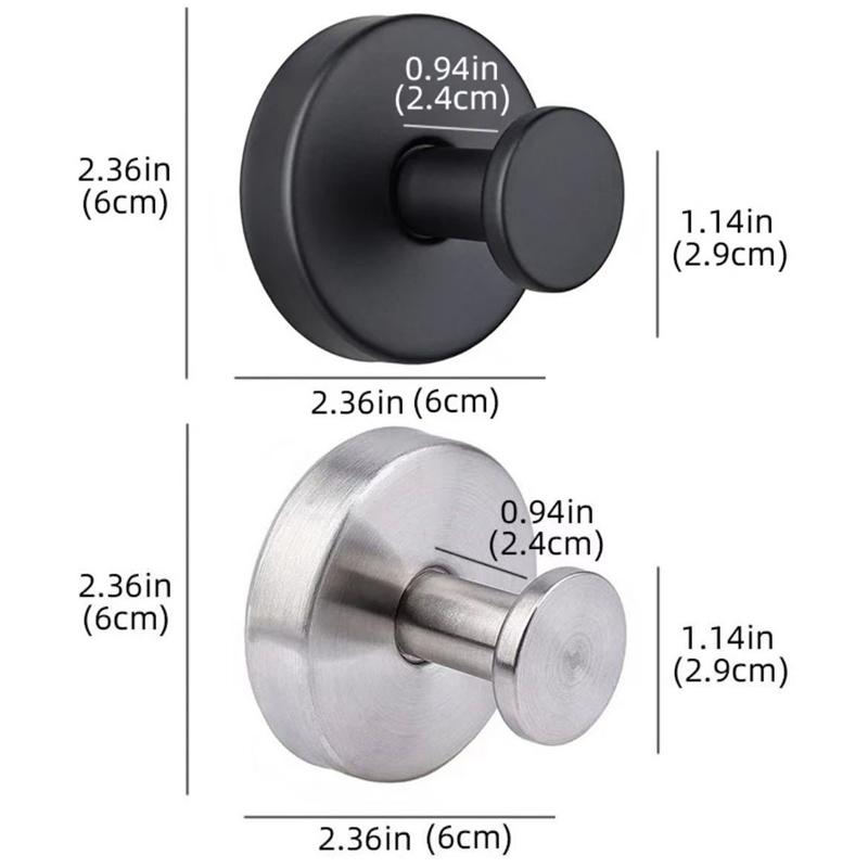 2pcs Suction Cup Hook Silver/Black Stainless Steel No Need To Punch Towel Holder Coat Bath Robe Hook For Kitchen Bathroom Toilet