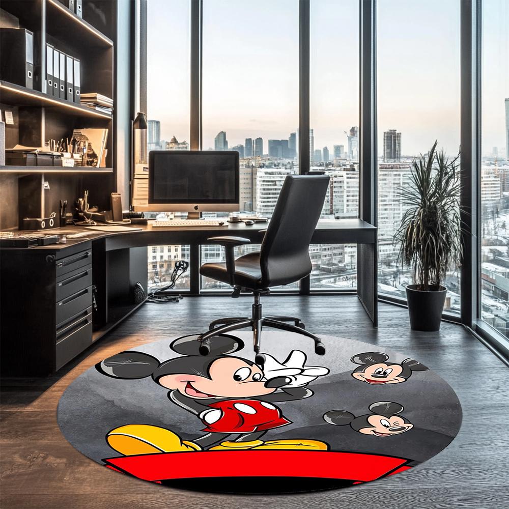 Mickey Printed Round Rug Carpet Chair Rug Area Rug Entryway Doormats,for Office Chair Living Room Bedroom Kitchen Room.