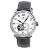 LZ127 Graf Leather Strap White Open Heart Dial Automatic 76661 Men's Watch
