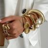 Exaggerated Punk Chunky Gold Bangle Bracelets Stackable Arm Cuff Bracelets Wide Bangles  For Women