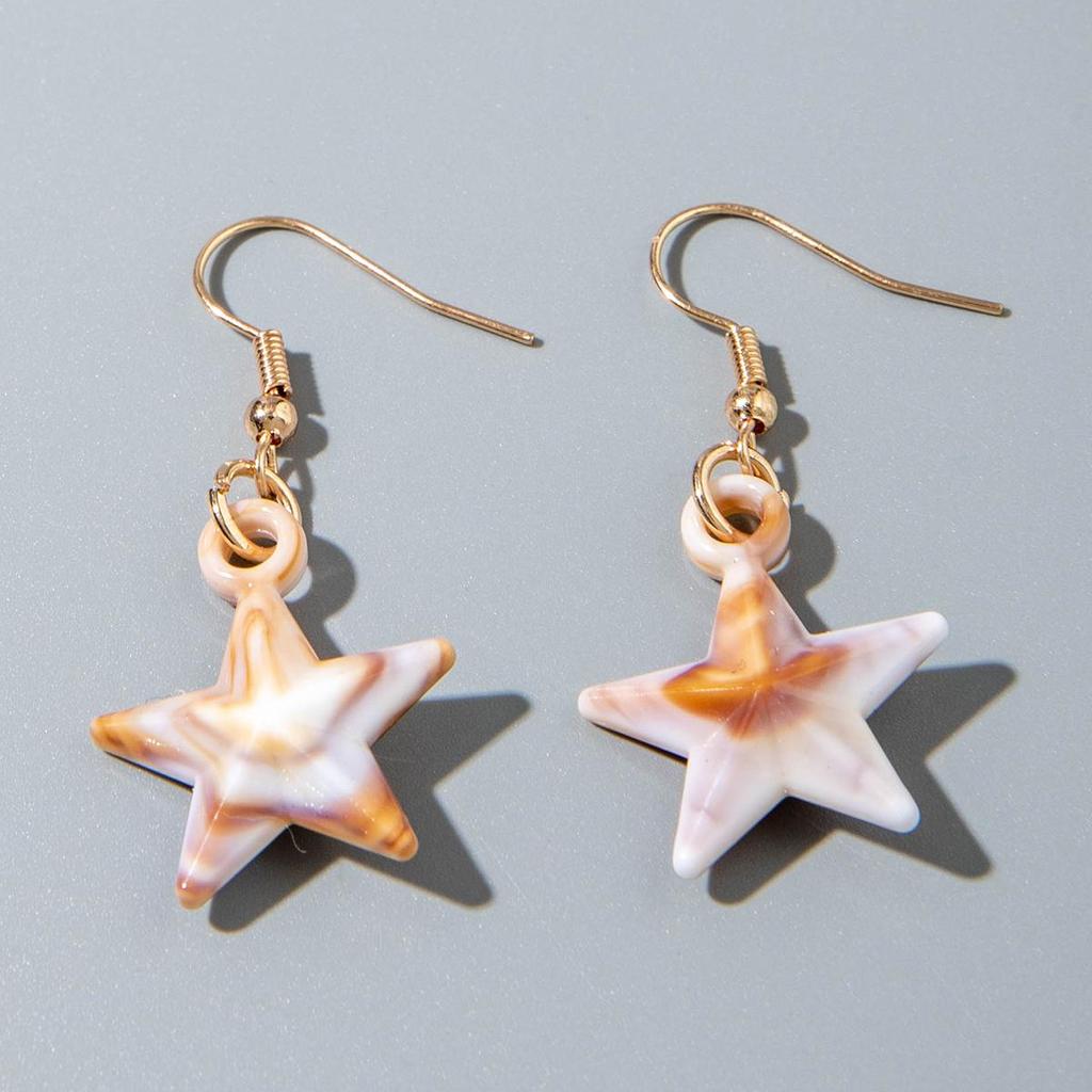 Exquisite Compact Beach Vacation Style Acrylic Starfish Shell Pendant Earrings for Women Jewelry Gifts, Daily Matching Earrings