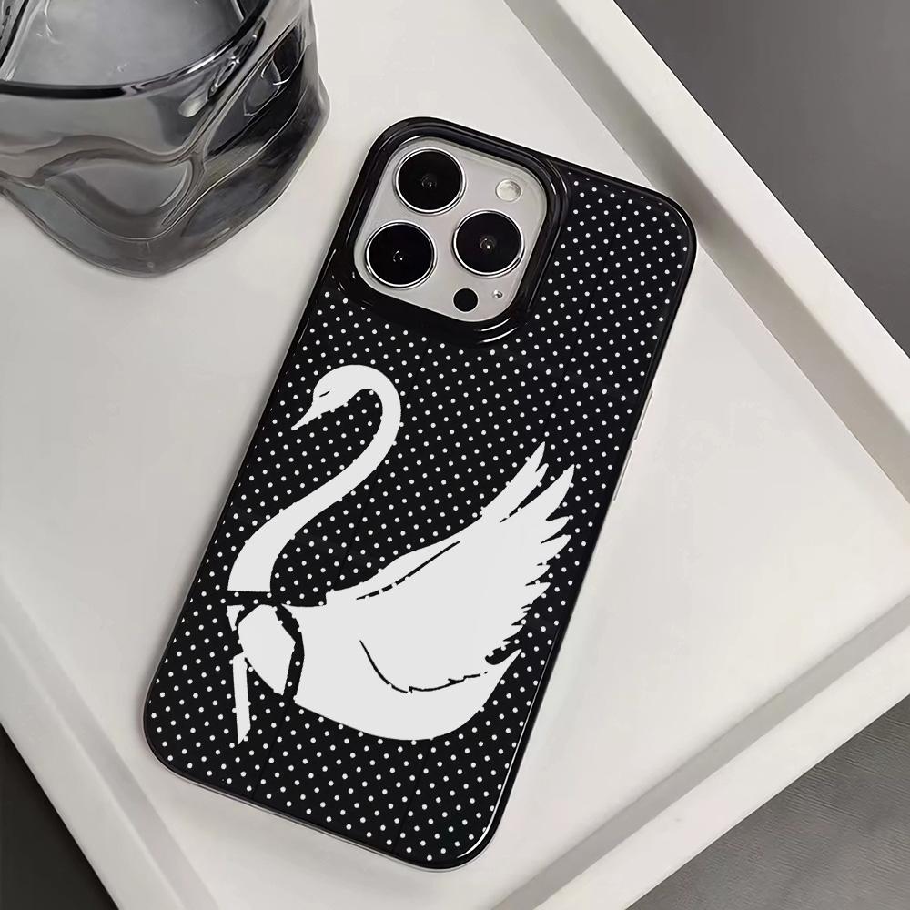 Роскошный чехол для телефона для iPhone 17 16e 16 15 14 13 12 11 X XS XR XSMAX 7 8 Air Pro Max Plus милый лебедь Двухслойная задняя крышка