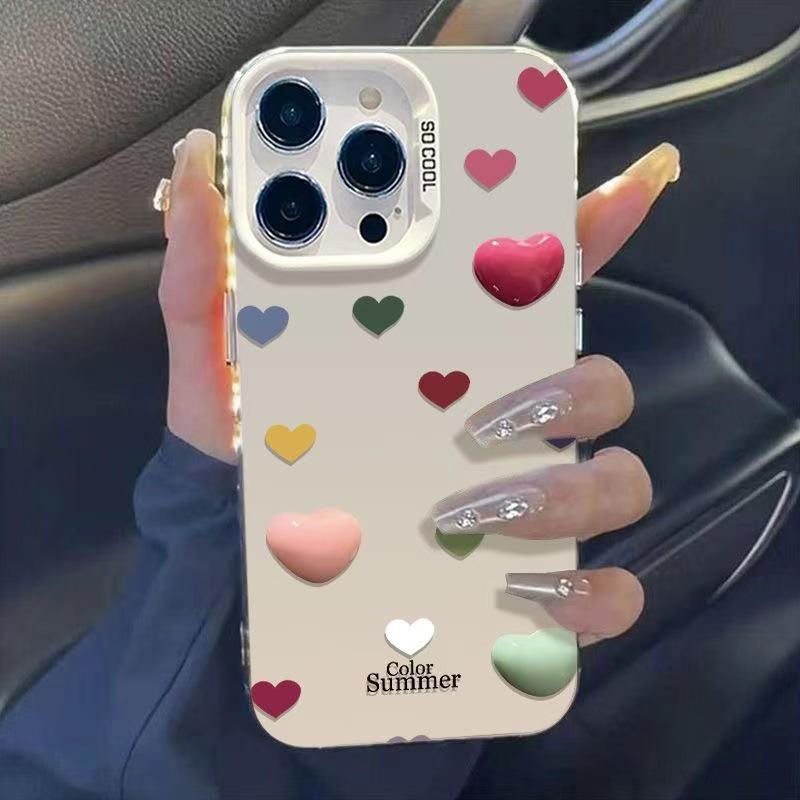 Яркий чехол для телефона с дизайном в виде сердца для iPhone 16Pro/17Pro/15/14 - Милый и веселый
