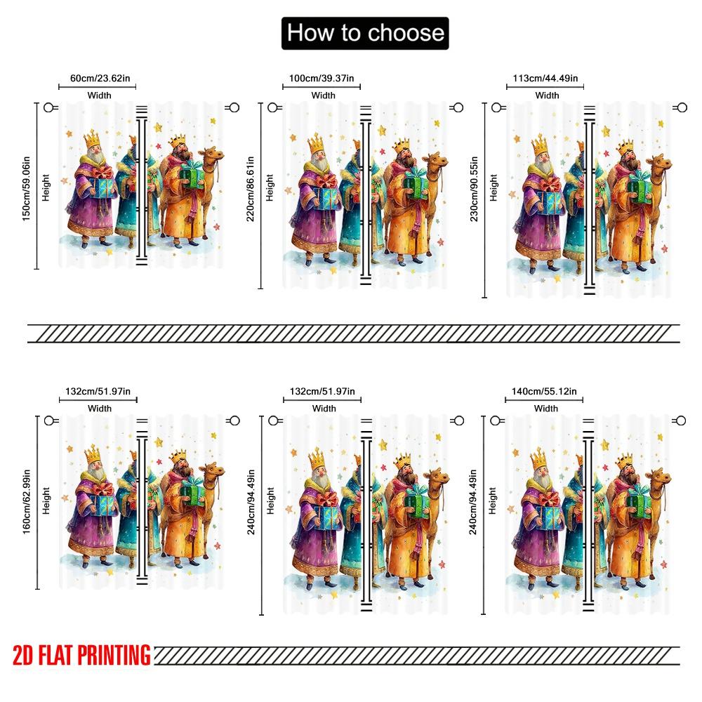 2 шт., 2D печать на ткани Занавески Три мудреца с дарами Полиэстер (без удилища) Отдых для различных типов номеров