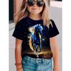 Children's Clothing Girl Cute and Funny Animal Horse 3D Print Graphic T Shirts Style Comfortable Crew Neck Top T-Shirt for Girls