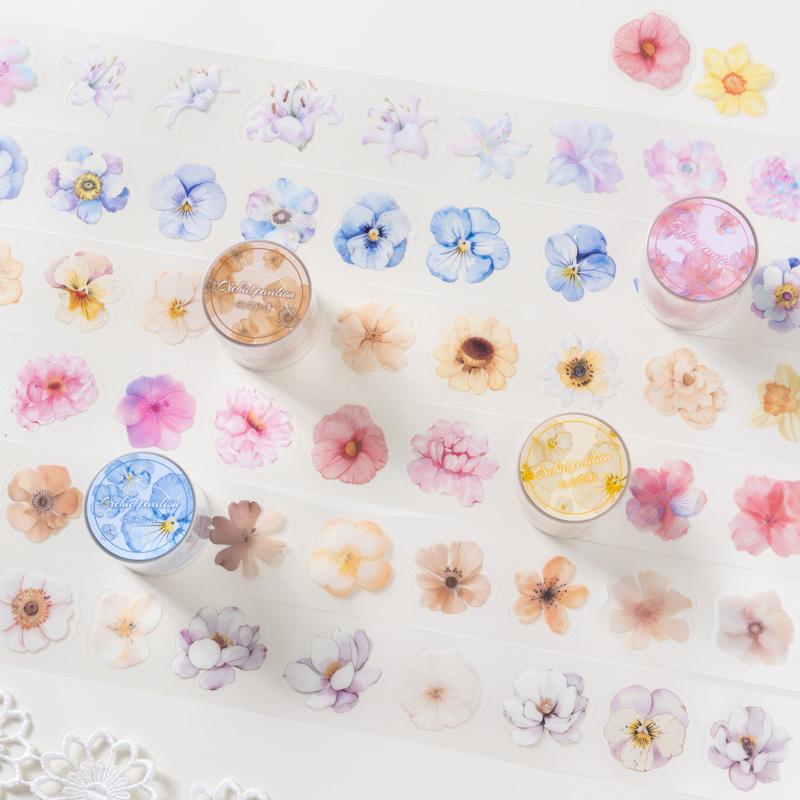 50mm*2m Flowers Plants PET Tapes Junk Journal Adhesiva Scrapbooking Sticker Planner Diary Collage Decoration Stationery Tape