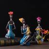Абстрактная африканская женская скульптура Черная Декор для дома Винный шкаф Модельная комната Кофейня Смоляные поделки