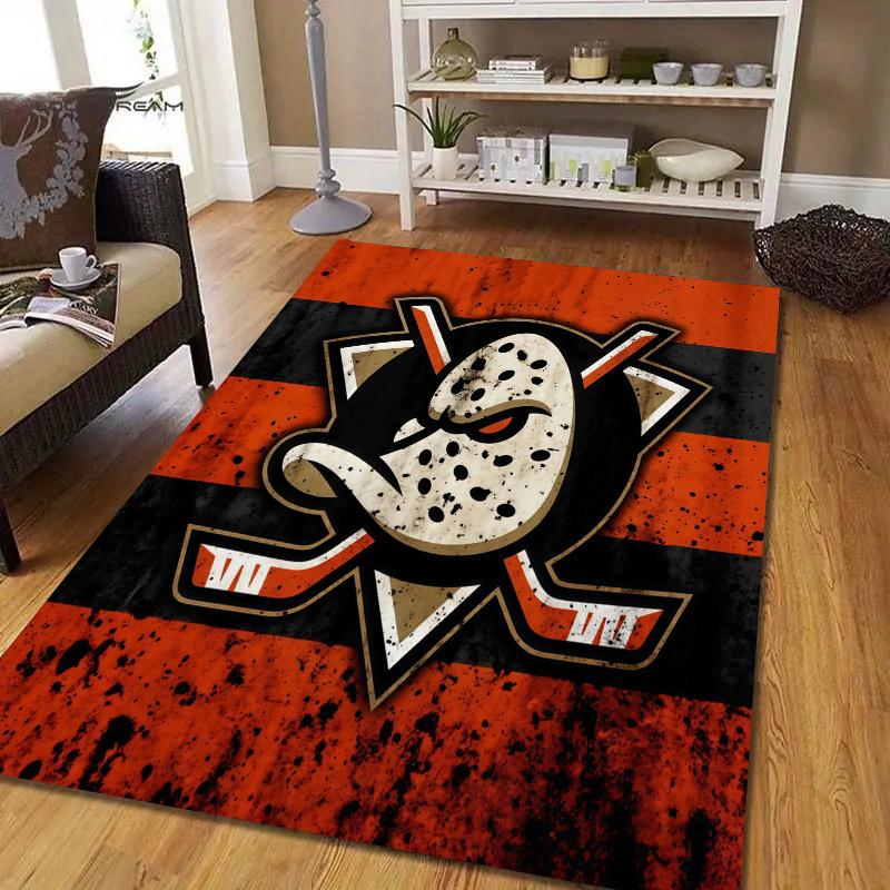 Квадратный ковер с фланелевым узором Anaheim Ducks, Ковер для гостиной, спальни, дивана, игровой комнаты, Нескользящий коврик для пола
