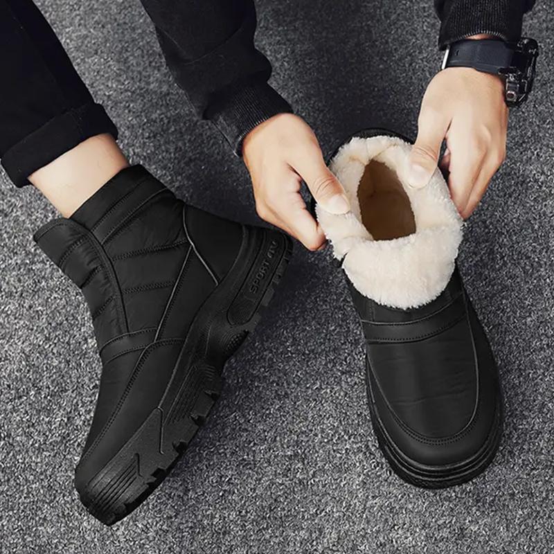Зимние мужские ботинки, новые толстые зимние ботинки, плюс бархатные теплые боковые молнии для улицы, повседневные короткие ботинки, устойчивые к холоду, мужские хлопковые ботинки