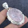 Natural Rose Quartz Gemstone 925 Sterling Silver Jewelry Pendant 2.05" N3y04