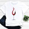 Women's Vintage Tee Color Wine Glass Print a Generation Hair Base Shirt Trend Aesthetic Graphic T Shirts Casual Tops
