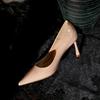 Soft Sheepskin Temperament Pointed High Heels Women's Thin Heels Commuter Professional Work Shoes Naked Pink Not Tired Feet