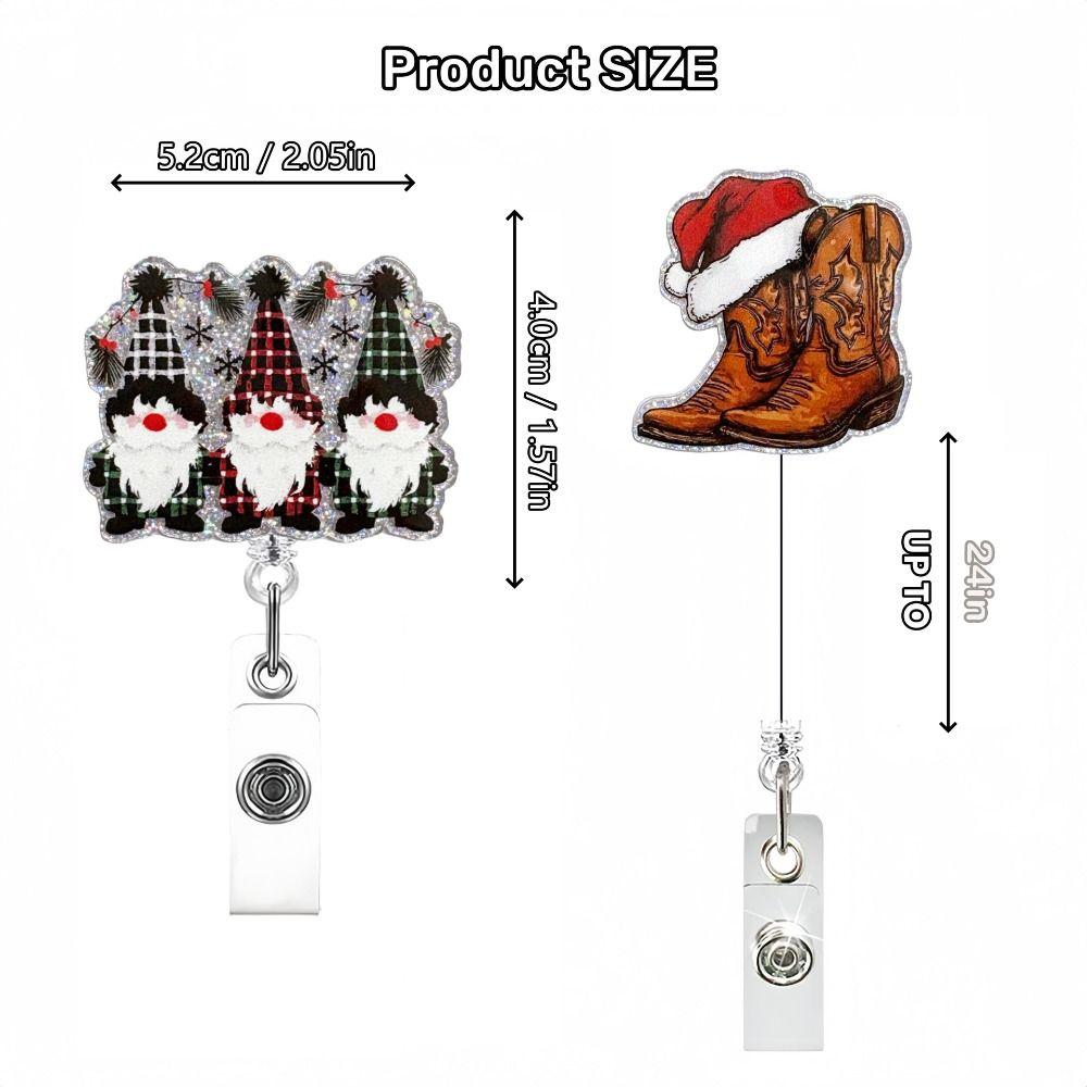 Christmas Hat Snowman Elk Christmas Badge Reels Acrylic Alligator Badge Clip Xmas