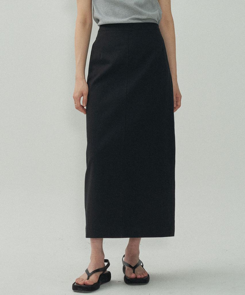 Mot Relaxed Cotton Slit Skirt - Black