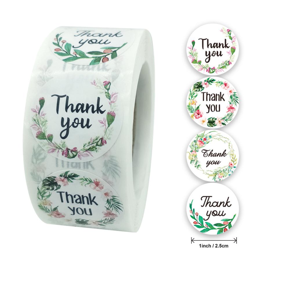 500pcs/roll Thank You Stickers Flower Pattern Party Wedding Decoration Gift Envelope Seal Labels Scrapbooking Stickers