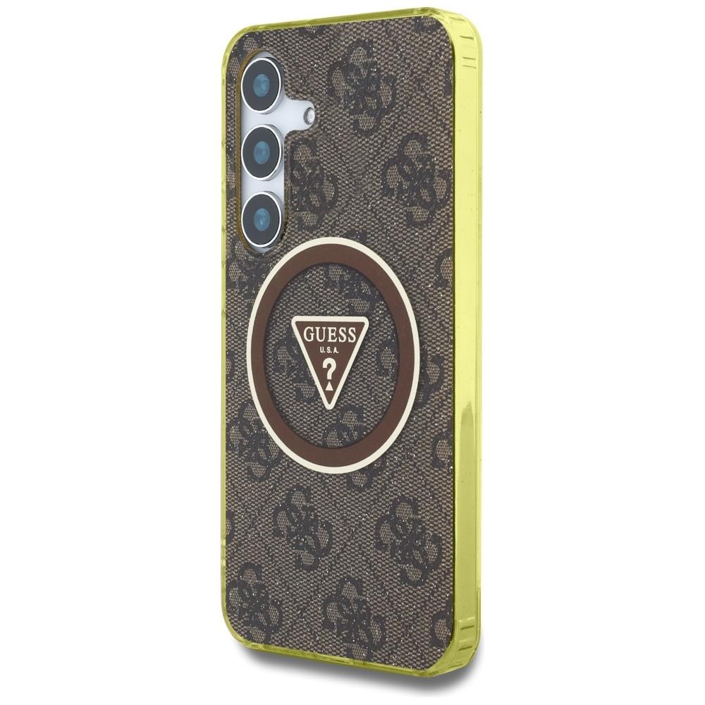 Etui do Samsung Galaxy S25 Guess 4G Glitter MagSafe brązowy