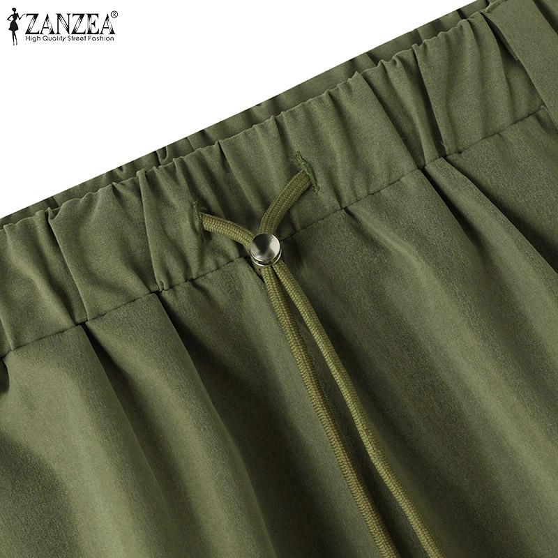 ZANZEA Повседневная длинная юбка с эластичной талией и карманами