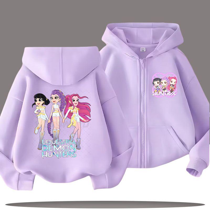KPop Demon Hunters Zipper Hoodies for Boys and Girls, Children's Fashion Sweatshirts