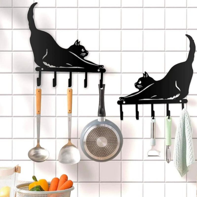 Simple Wrought Iron Cartoon Cute Cat Hook Hanging Hook Home Clothes Storage Hook