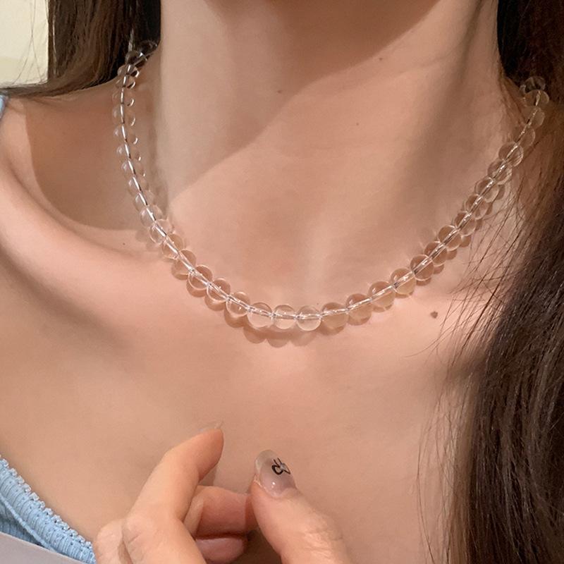 Простое прозрачное стеклянное ожерелье из бисера, женская ниша, индивидуальность, модный тренд, элегантный темперамент, универсальная цепочка на шею, цепочка на ключицу