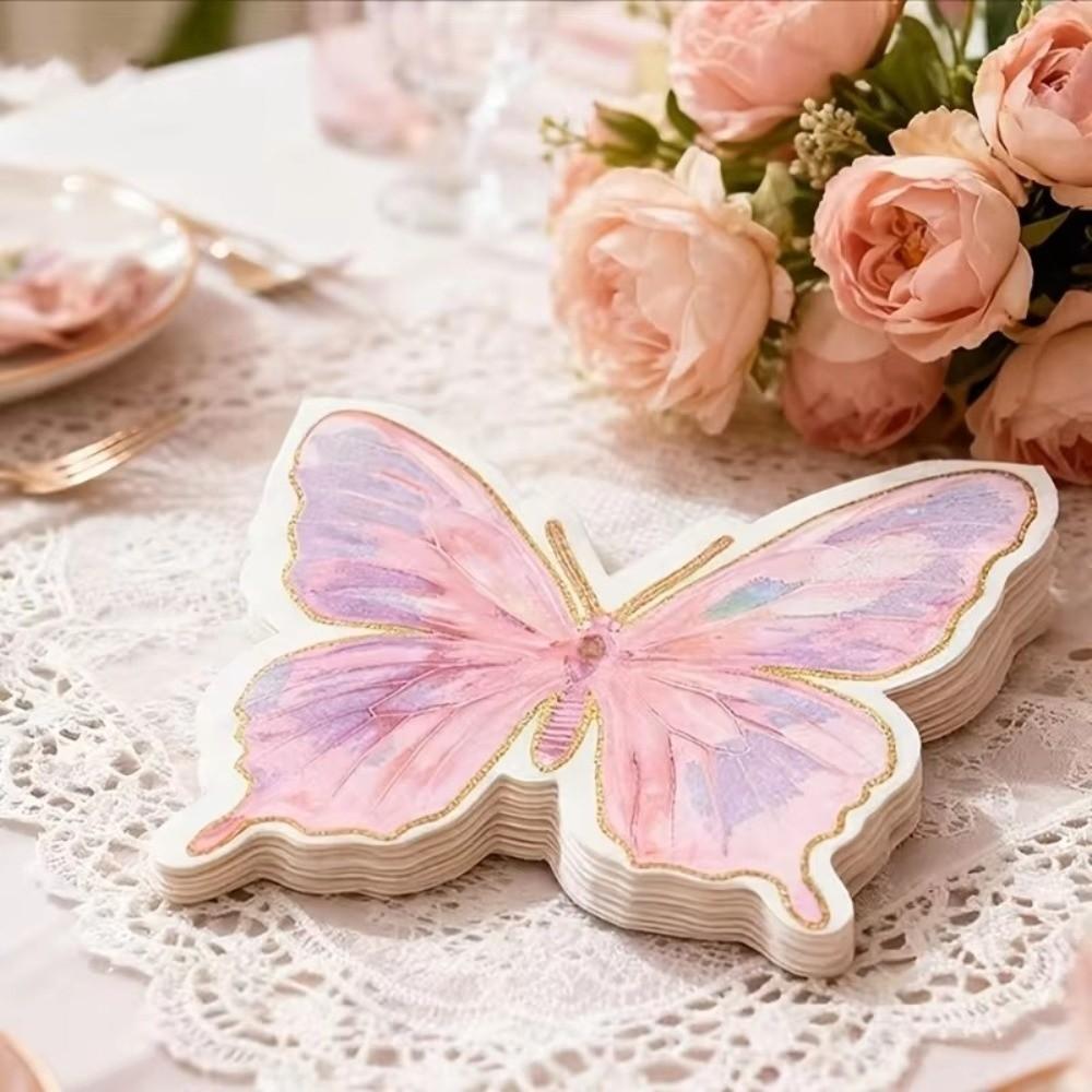 20Pcs Party Napkins Butterfly Paper Napkins Paper Towels Disposable Dinner Napkins Restaurant Table