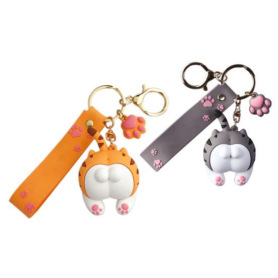 Премиум-мягкие мультяшные кошки, уникальное украшение, прочный брелок для ключей, пара