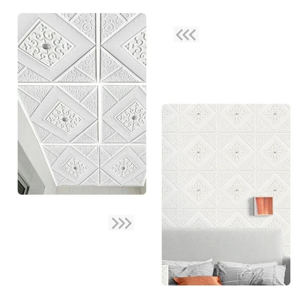 35*35cm Self-adhesive Wallpaper Waterproof Peel and Stick Wall Sticker Anti-collision Bedroom Ceiling Bed Room Decoration